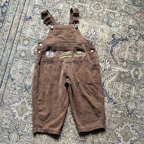 Bugle Boy Sport Fishing Corduroy Brown Kids Overalls - Picture 2 of 6